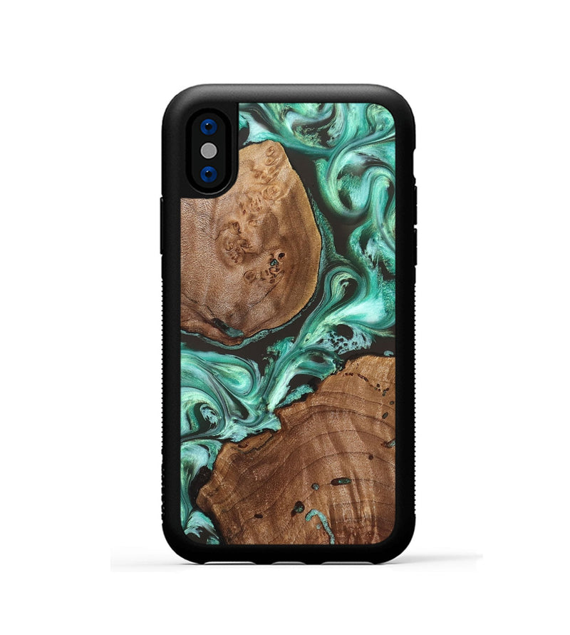iPhone Xs Wood Phone Case - Maxie (Green, 830545)