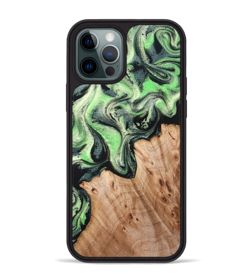iPhone 12 Pro Max Wood Phone Case - Libbie (Green, 830547)