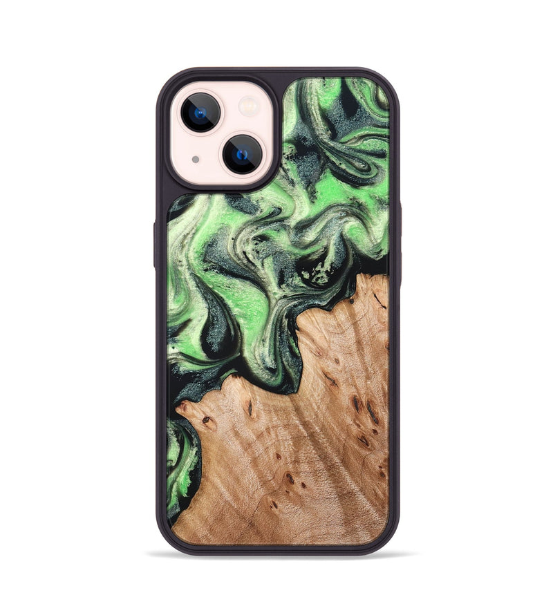 iPhone 14 Wood Phone Case - Libbie (Green, 830547)