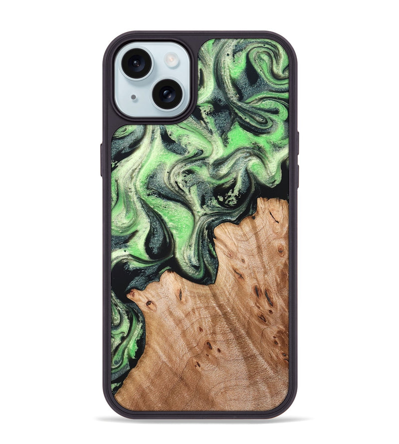 iPhone 15 Plus Wood Phone Case - Libbie (Green, 830547)