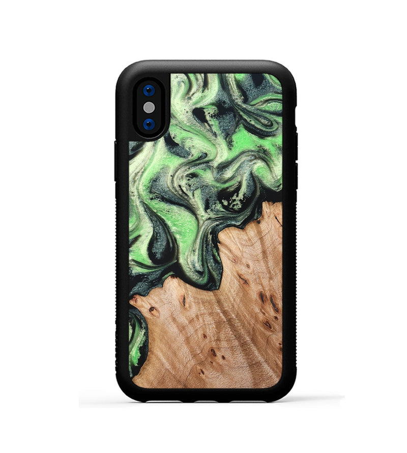 iPhone Xs Wood Phone Case - Libbie (Green, 830547)