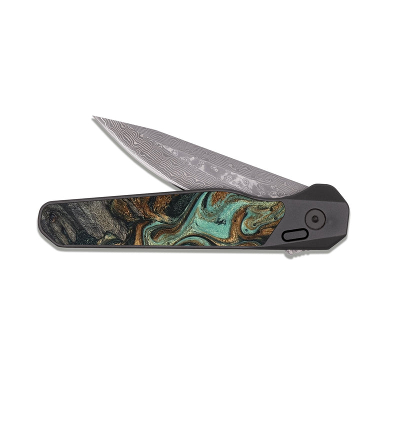 EDC Dark Damascus Wood Pocket Knife - Randall (Green, 830548)