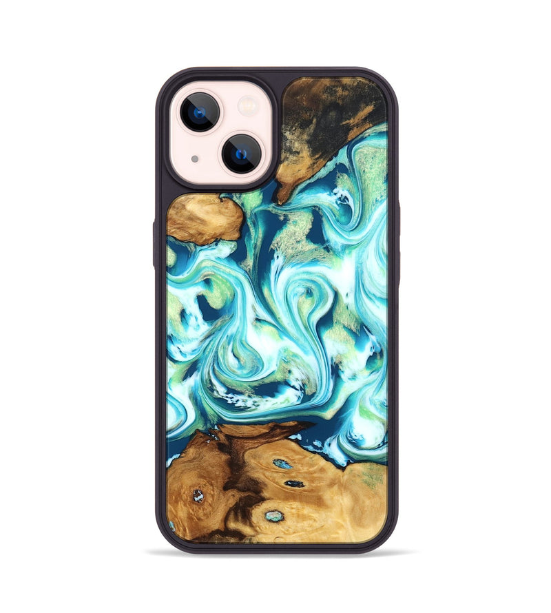 iPhone 14 Wood Phone Case - Nathaly (Blue, 830549)