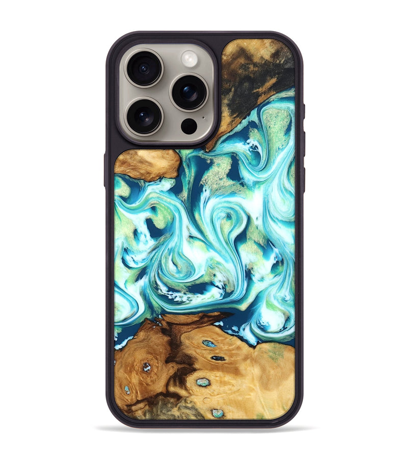 iPhone 15 Pro Max Wood Phone Case - Nathaly (Blue, 830549)