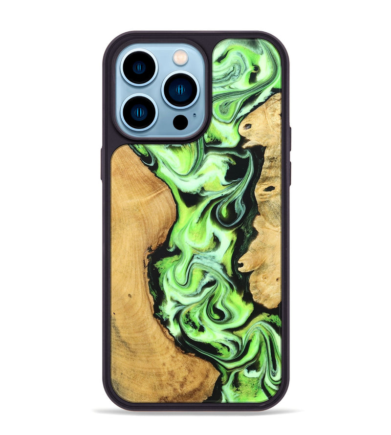 iPhone 14 Pro Max Wood Phone Case - Caspian (Neon, 830551)