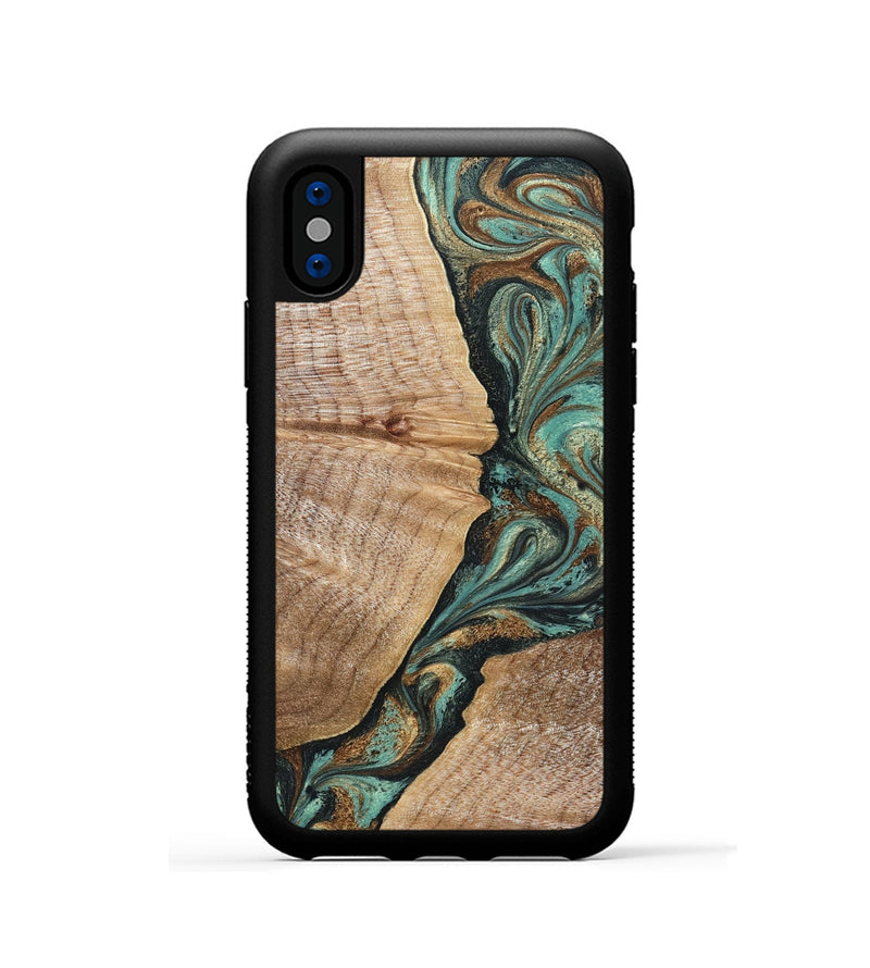 iPhone Xs Wood Phone Case - Emmalee (Green, 830552)