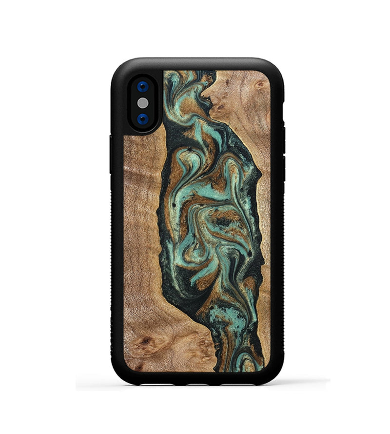 iPhone Xs Wood Phone Case - Jaziel (Green, 830561)