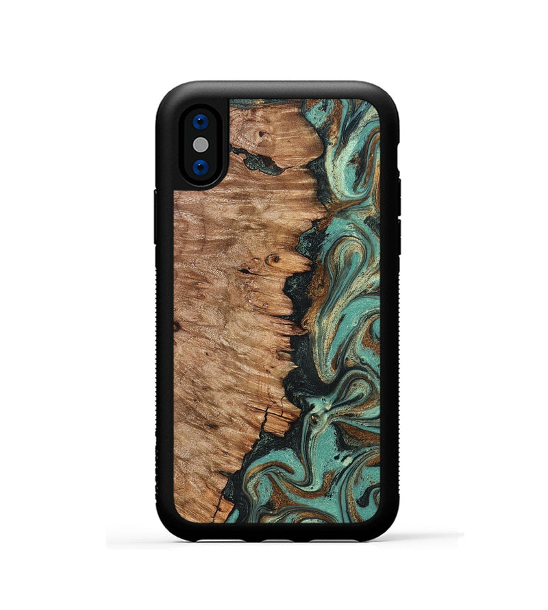 iPhone Xs Wood Phone Case - Jamey (Green, 830566)