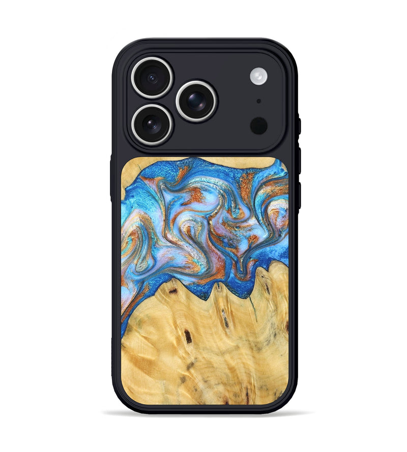 iPhone 17 Pro Wood Phone Case - Cyril (Teal & Gold, 830573)