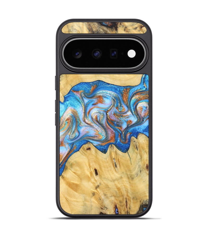 Pixel 11 Pro Wood Phone Case - Cyril (Teal & Gold, 830573)