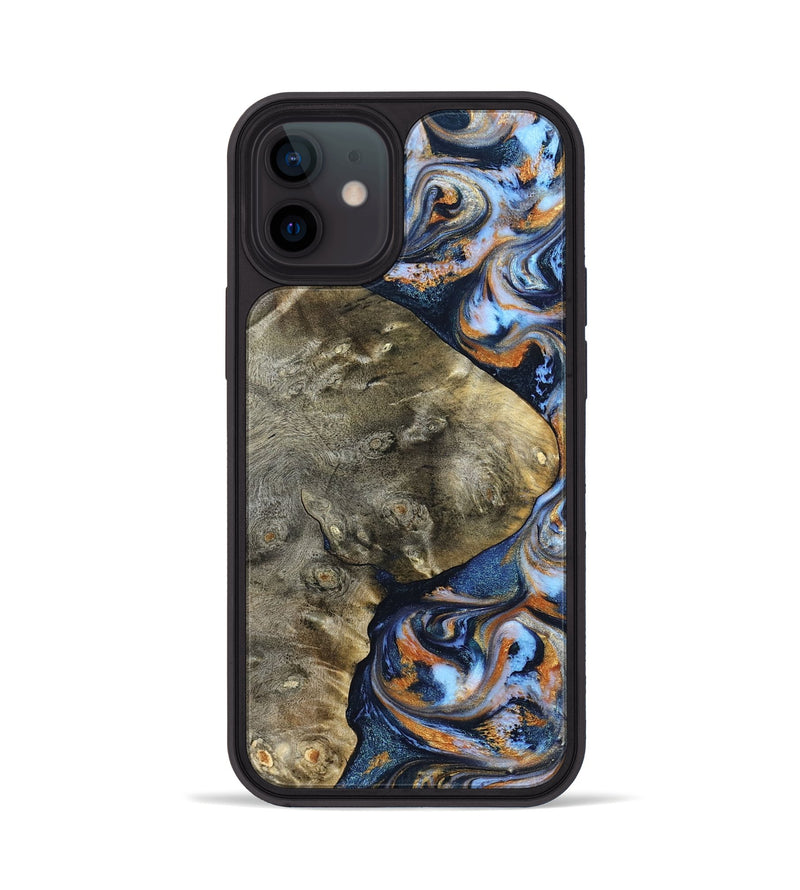 iPhone 12 Wood Phone Case - Kasen (Teal & Gold, 830574)
