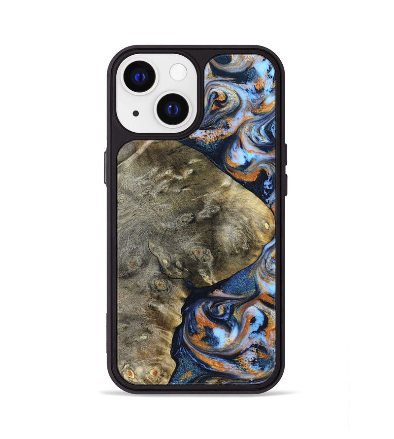 iPhone 13 Wood Phone Case - Kasen (Teal & Gold, 830574)