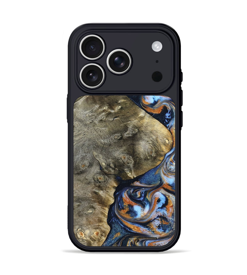 iPhone 17 Pro Wood Phone Case - Kasen (Teal & Gold, 830574)