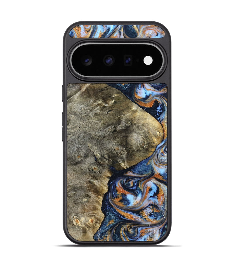 Pixel 11 Pro Wood Phone Case - Kasen (Teal & Gold, 830574)