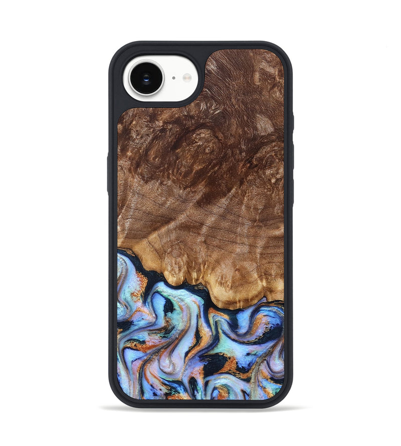 iPhone 17e Wood Phone Case - Eliel (Teal & Gold, 830575)
