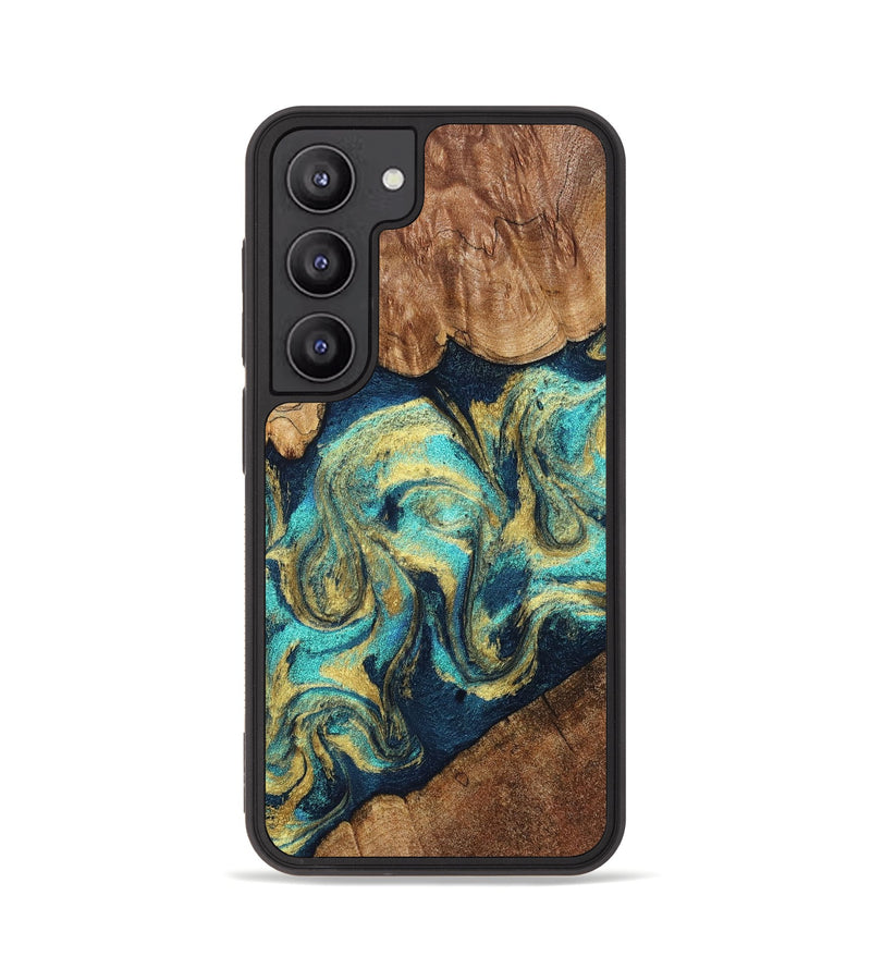 Galaxy S23 Wood Phone Case - Lesley (Teal & Gold, 830577)