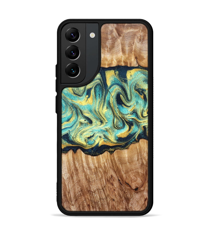 Galaxy S22 Plus Wood Phone Case - Elwin (Teal & Gold, 830580)