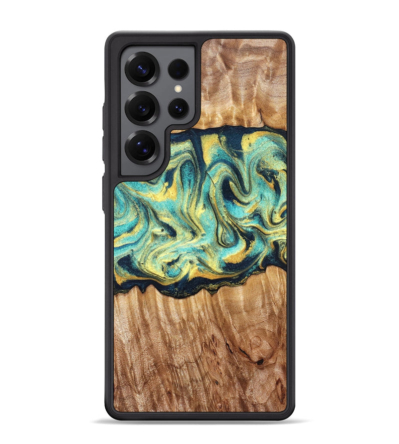 Galaxy S25 Ultra Wood Phone Case - Elwin (Teal & Gold, 830580)