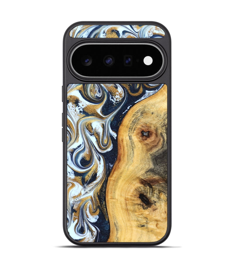 Pixel 11 Pro Wood Phone Case - Dereck (Teal & Gold, 830582)