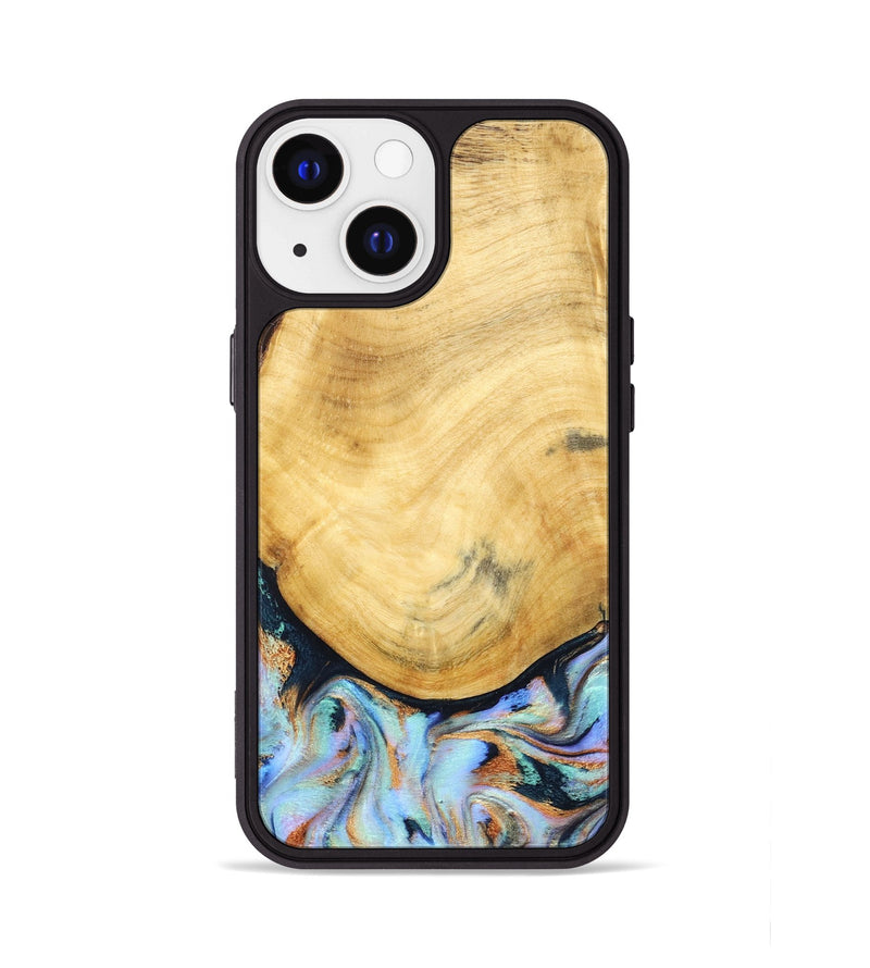 iPhone 13 Wood Phone Case - Juli (Teal & Gold, 830586)