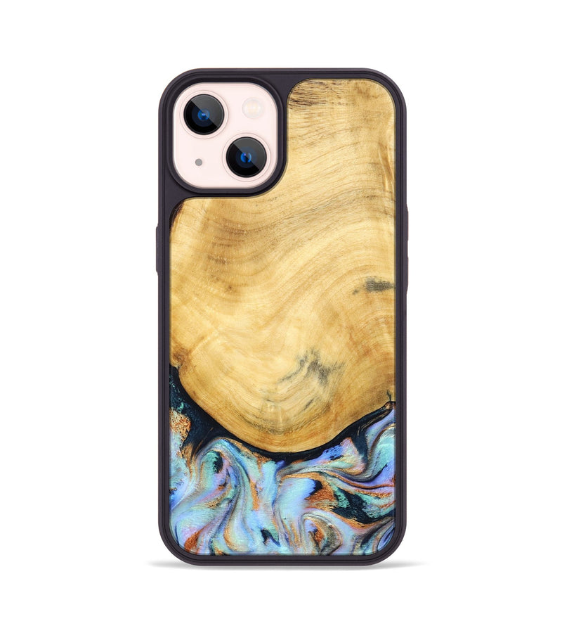 iPhone 14 Wood Phone Case - Juli (Teal & Gold, 830586)