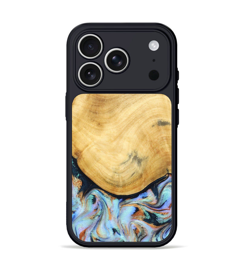 iPhone 17 Pro Wood Phone Case - Juli (Teal & Gold, 830586)