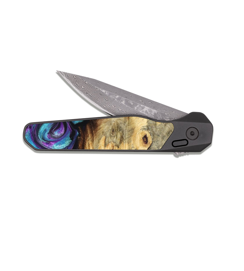 EDC Dark Damascus Wood Pocket Knife - Lesa (Purple, 830592)