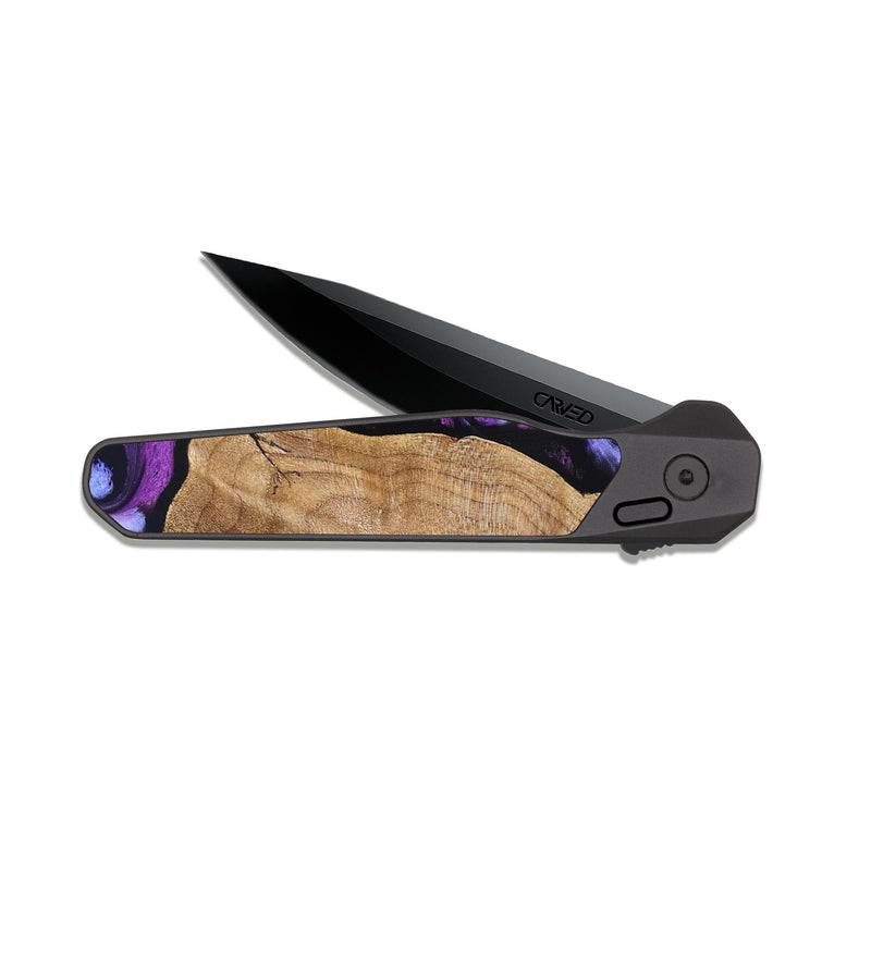 EDC Dark Slate Wood Pocket Knife - Mekhi (Purple, 830593)