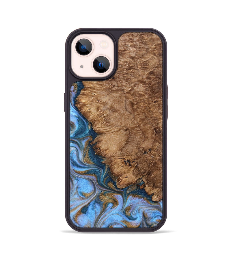 iPhone 14 Wood Phone Case - Kylo (Teal & Gold, 830605)