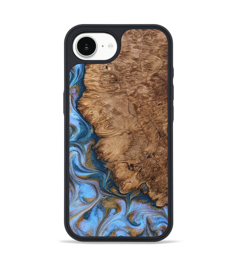 iPhone 16e Wood Phone Case - Kylo (Teal & Gold, 830605)