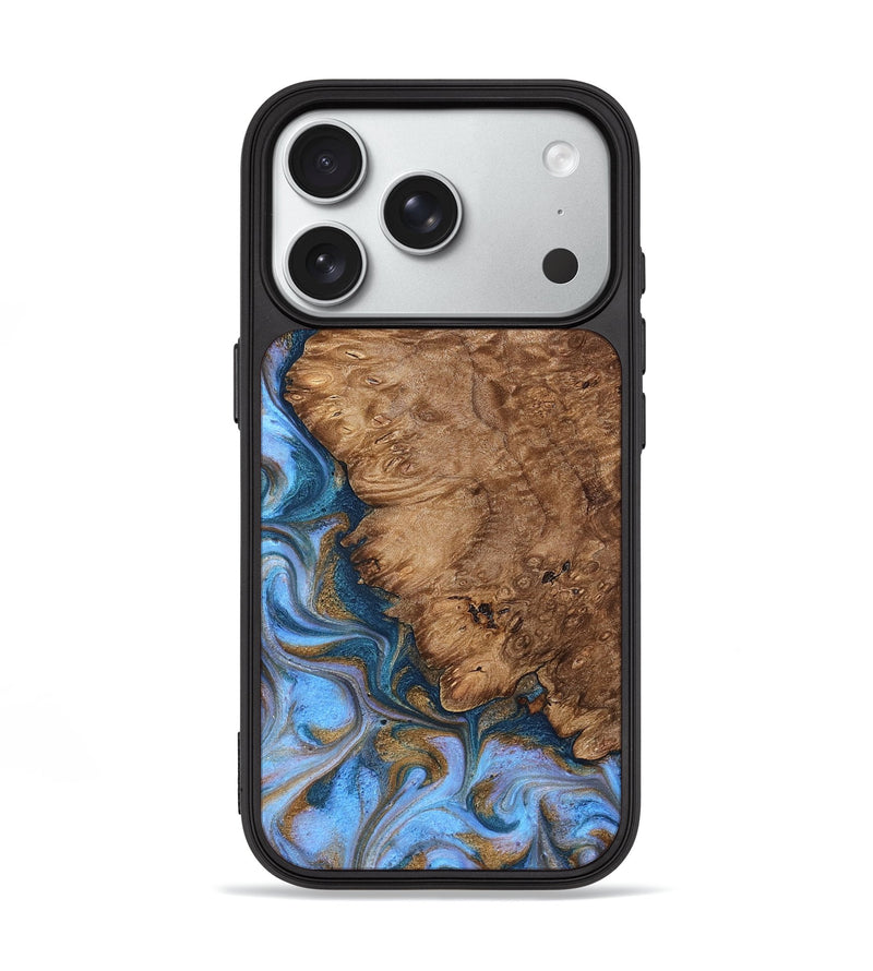 iPhone 18 Pro Wood Phone Case - Kylo (Teal & Gold, 830605)