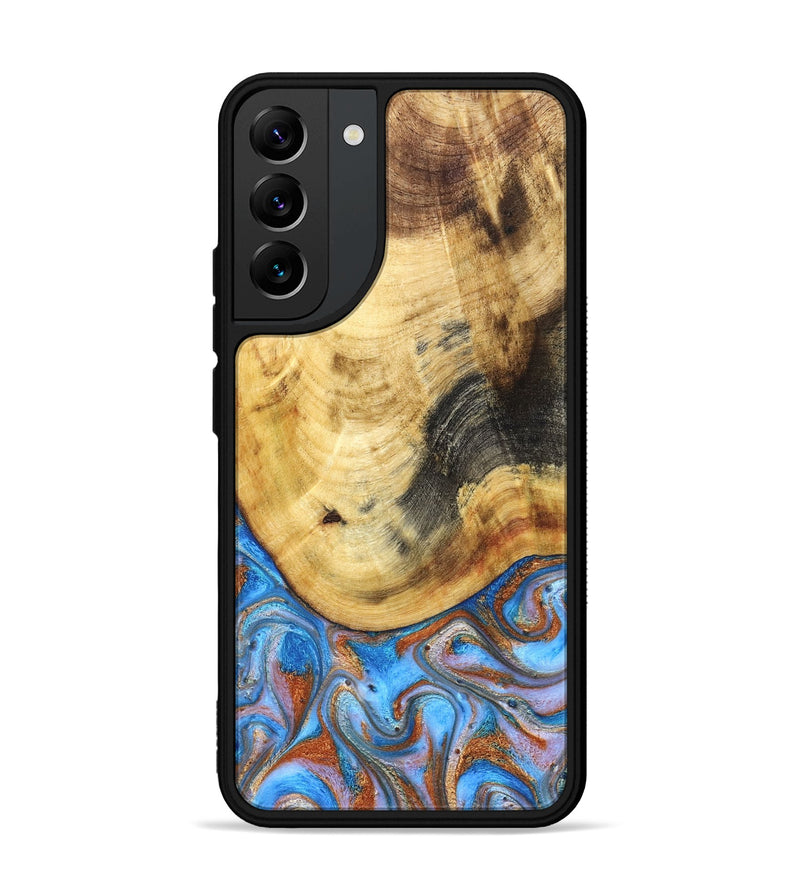 Galaxy S22 Plus Wood Phone Case - Irma (Teal & Gold, 830606)