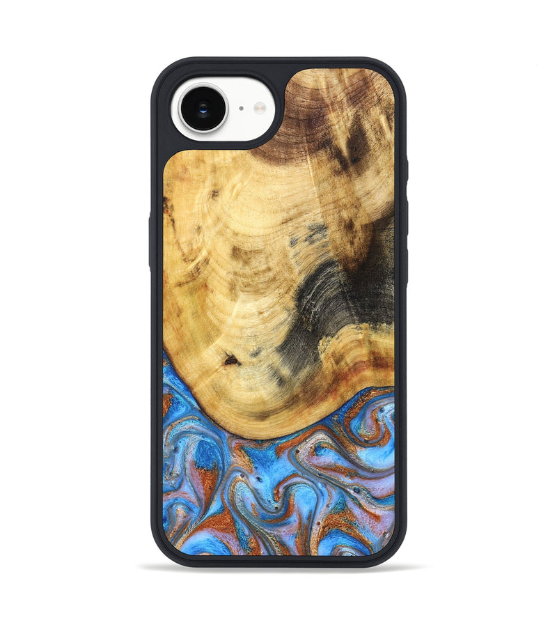 iPhone 16e Wood Phone Case - Irma (Teal & Gold, 830606)