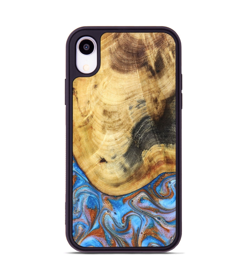 iPhone Xr Wood Phone Case - Irma (Teal & Gold, 830606)