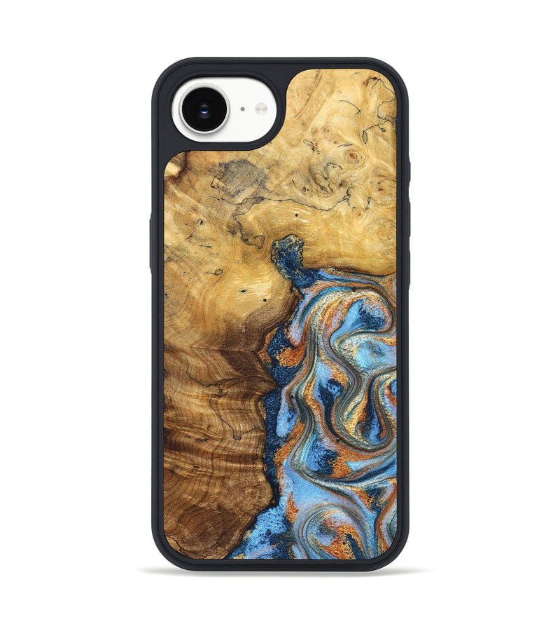 iPhone 16e Wood Phone Case - Alaiya (Teal & Gold, 830608)