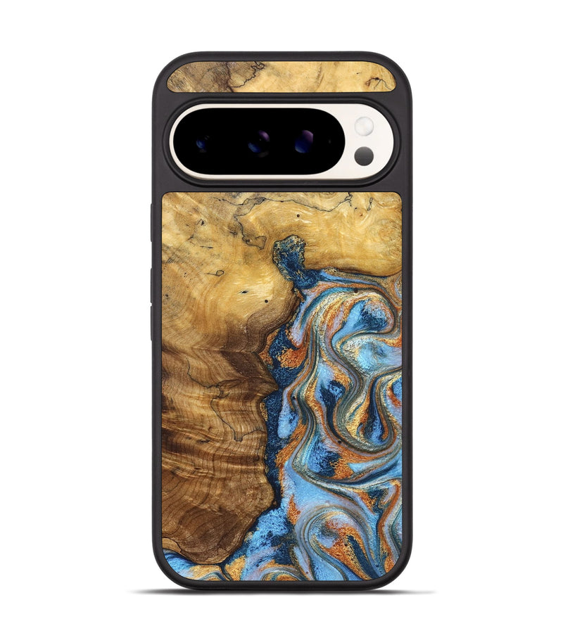 Pixel 9 Wood Phone Case - Alaiya (Teal & Gold, 830608)