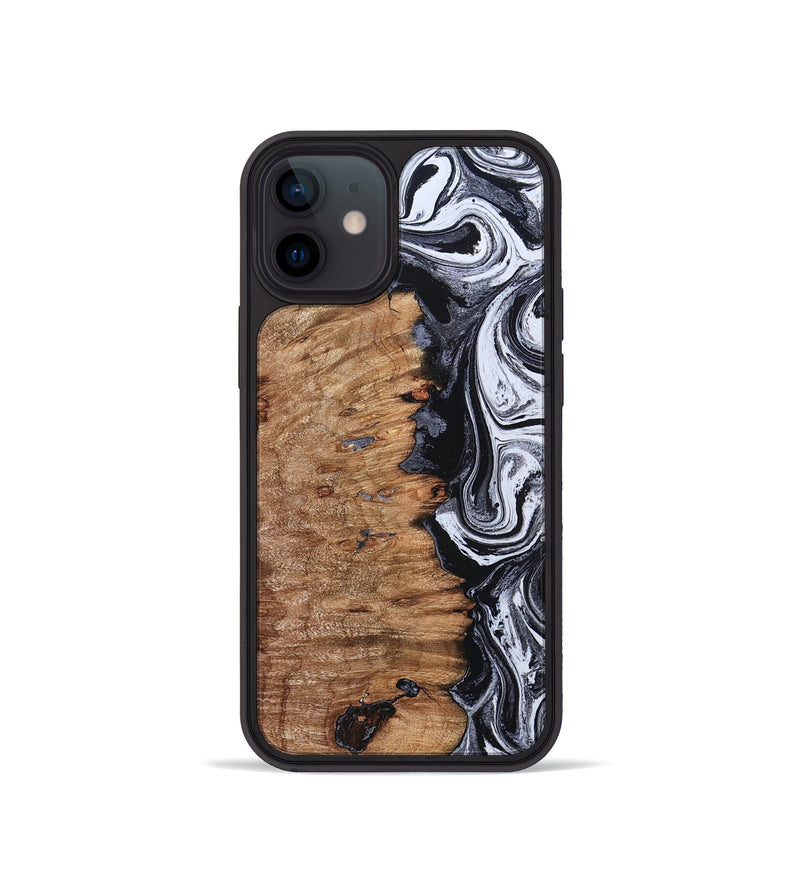 iPhone 12 mini Wood Phone Case - Davonte (Black & White, 830612)