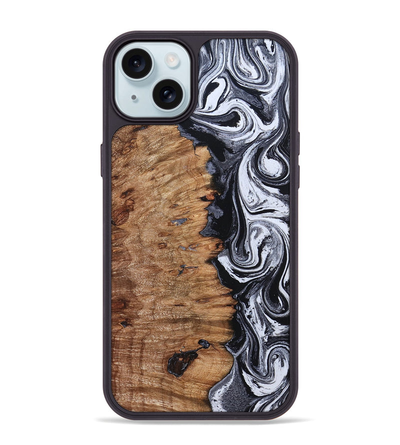 iPhone 15 Plus Wood Phone Case - Davonte (Black & White, 830612)