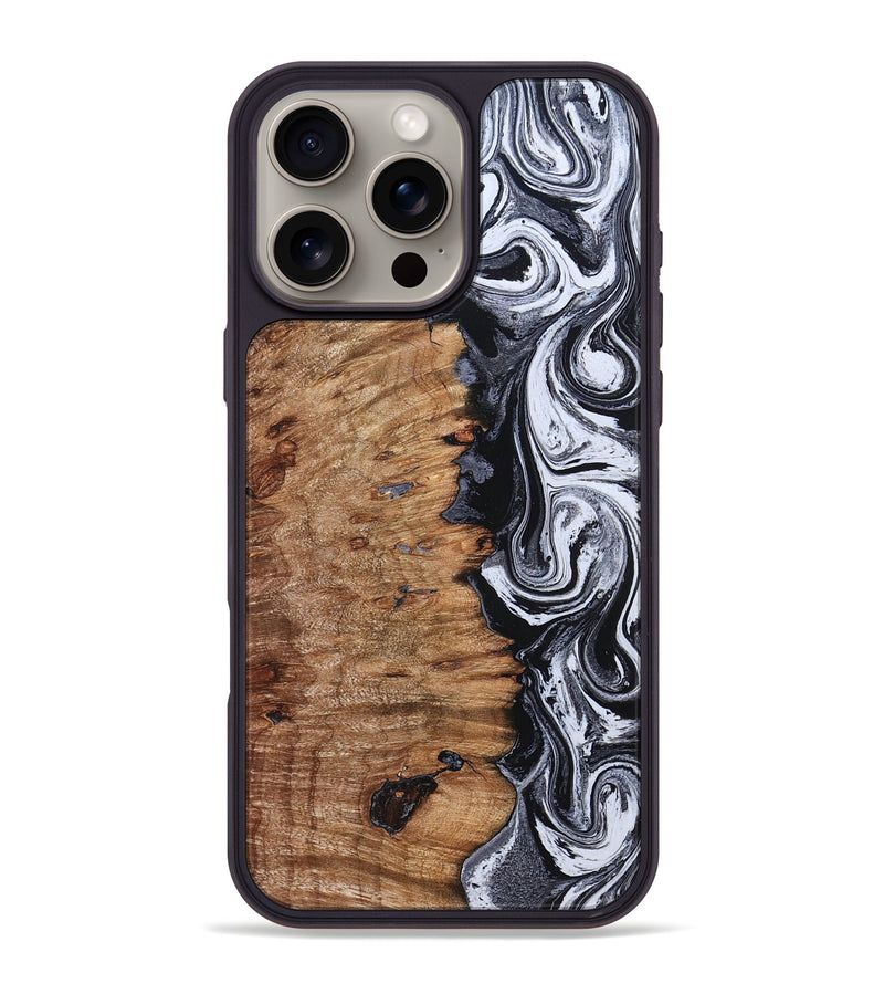 iPhone 16 Pro Max Wood Phone Case - Davonte (Black & White, 830612)
