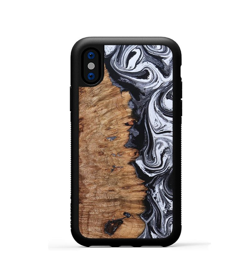 iPhone Xs Wood Phone Case - Davonte (Black & White, 830612)