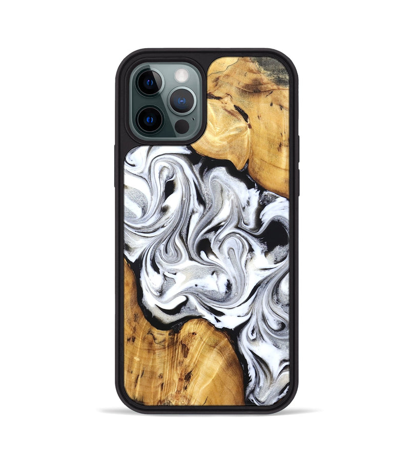iPhone 12 Pro Wood Phone Case - Shara (Black & White, 830613)