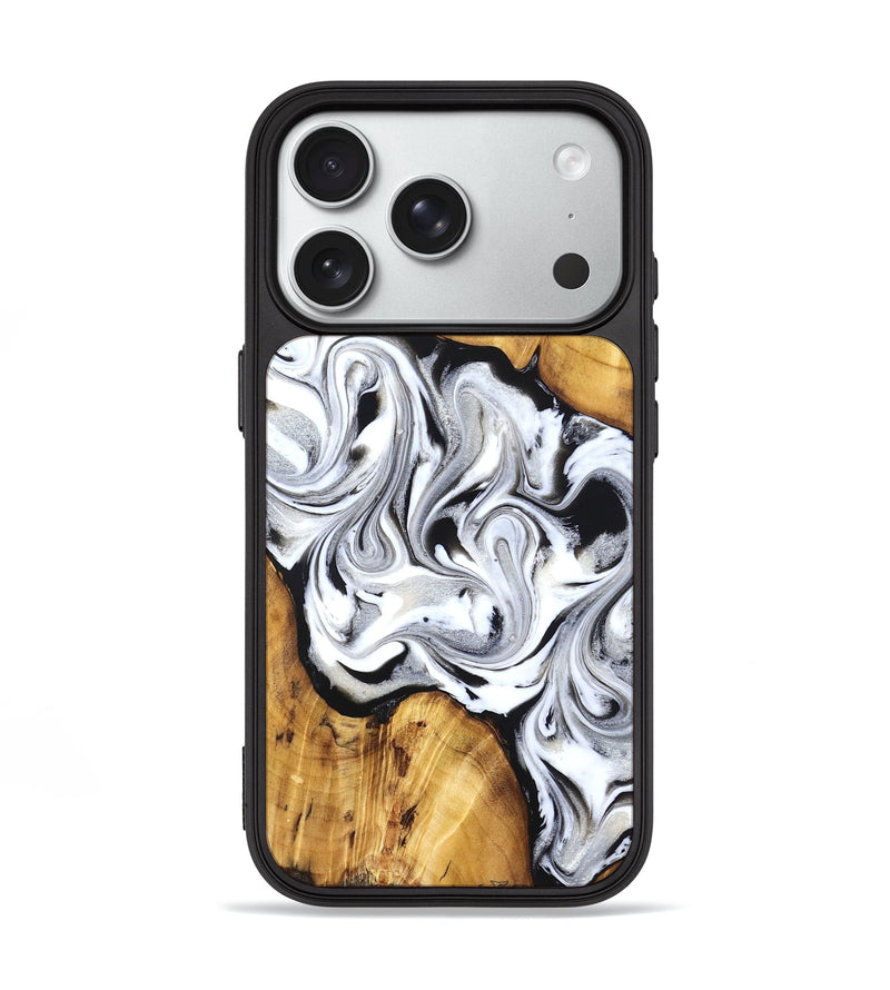 iPhone 18 Pro Wood Phone Case - Shara (Black & White, 830613)