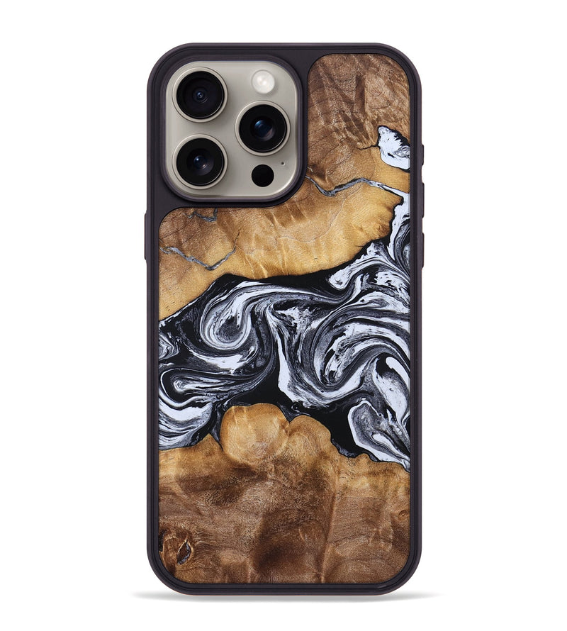 iPhone 15 Pro Max Wood Phone Case - Melisa (Black & White, 830614)