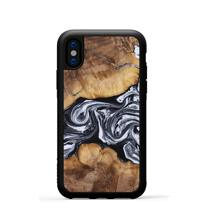 iPhone Xs Wood Phone Case - Melisa (Black & White, 830614)