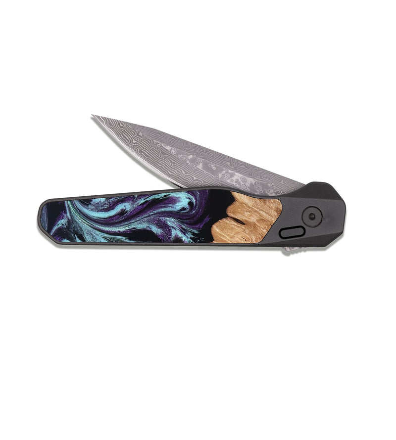 EDC Dark Damascus Wood Pocket Knife - Sean (Purple, 830618)