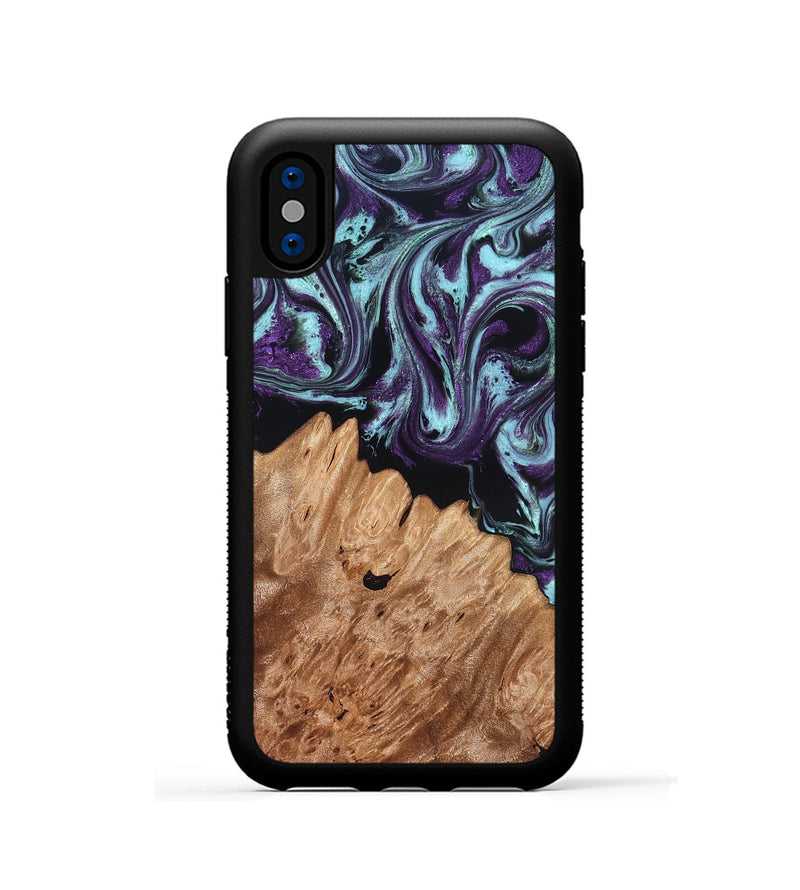 iPhone Xs Wood Phone Case - Sean (Purple, 830618)