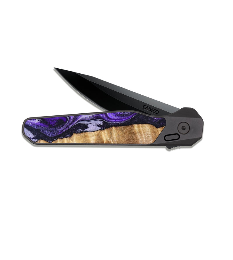 EDC Dark Slate Wood Pocket Knife - Chaim (Purple, 830620)