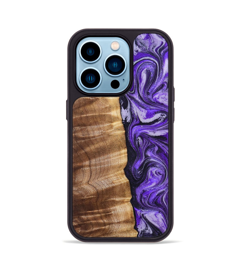 iPhone 14 Pro Wood Phone Case - Chaim (Purple, 830620)