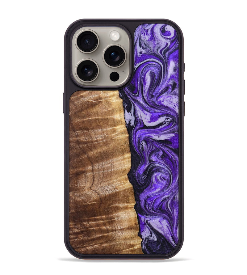 iPhone 15 Pro Max Wood Phone Case - Chaim (Purple, 830620)
