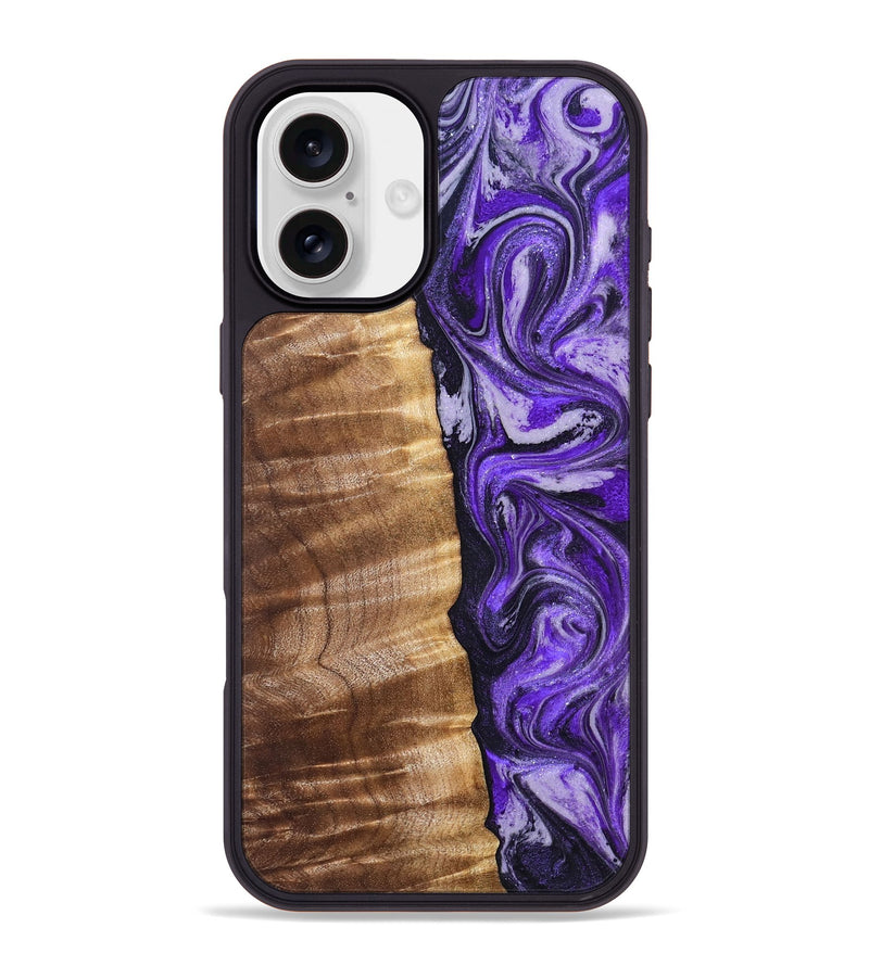 iPhone 16 Plus Wood Phone Case - Chaim (Purple, 830620)